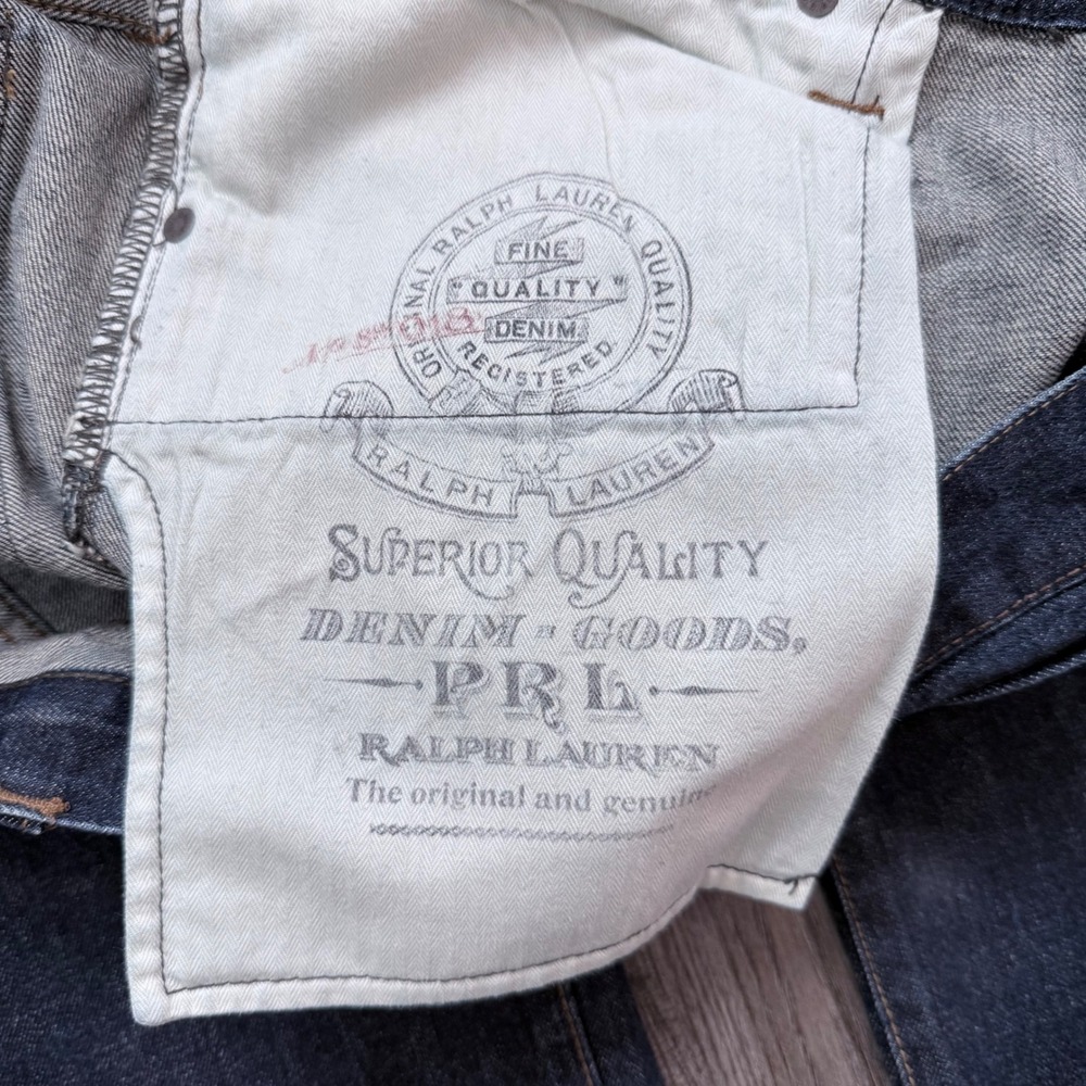 Polo Ralph Lauren Jeans Men 42x33 (tag32) Dark Wash Straight Leg Selvidge Denim - Picture 9 of 10